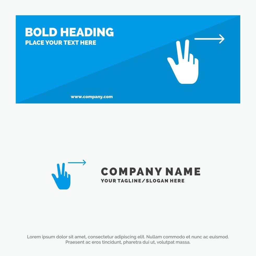 Fingers Gesture Right SOlid Icon Website Banner and Business Logo Template vector