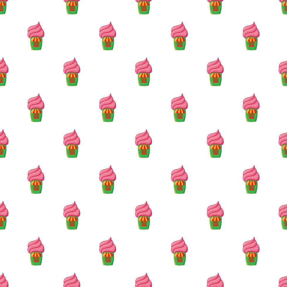 Shop with ice cream pattern, cartoon style vector