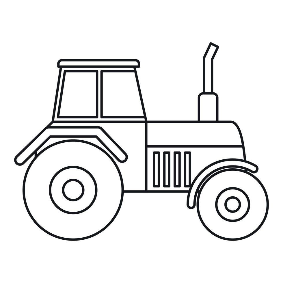 icono de tractor, estilo de esquema vector