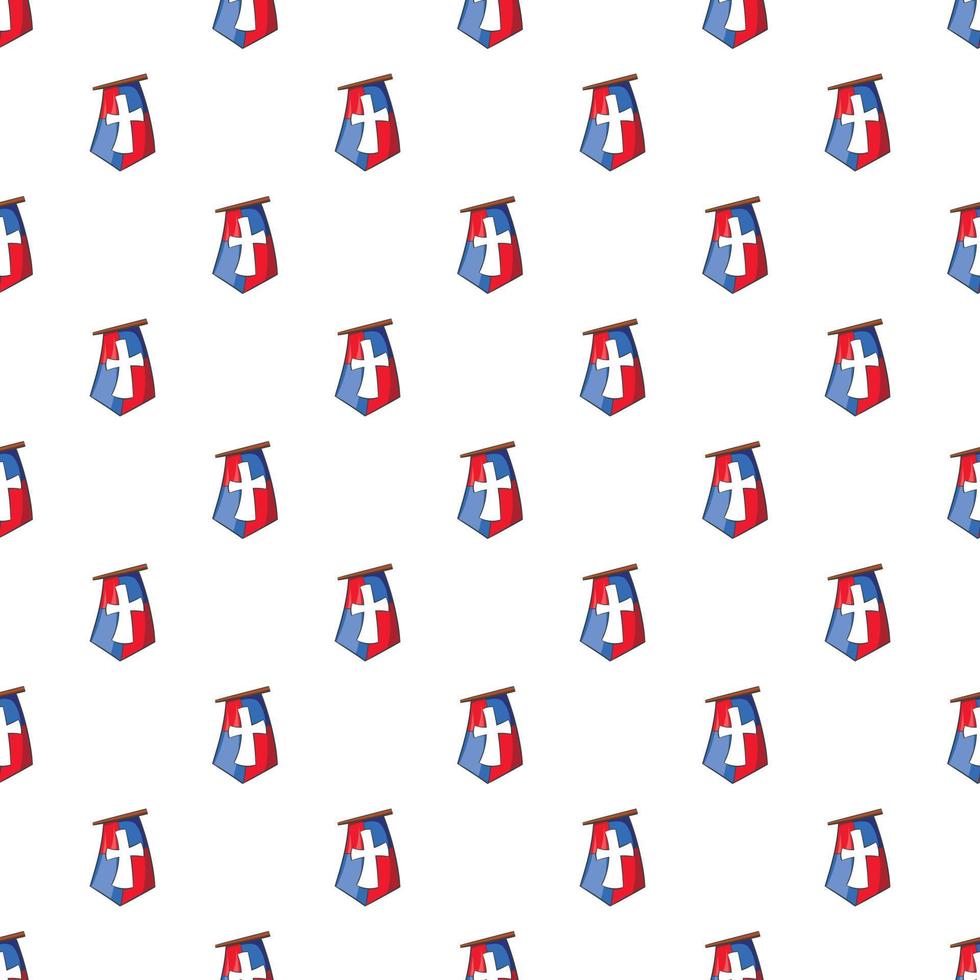 Flag of crusaders pattern, cartoon style vector