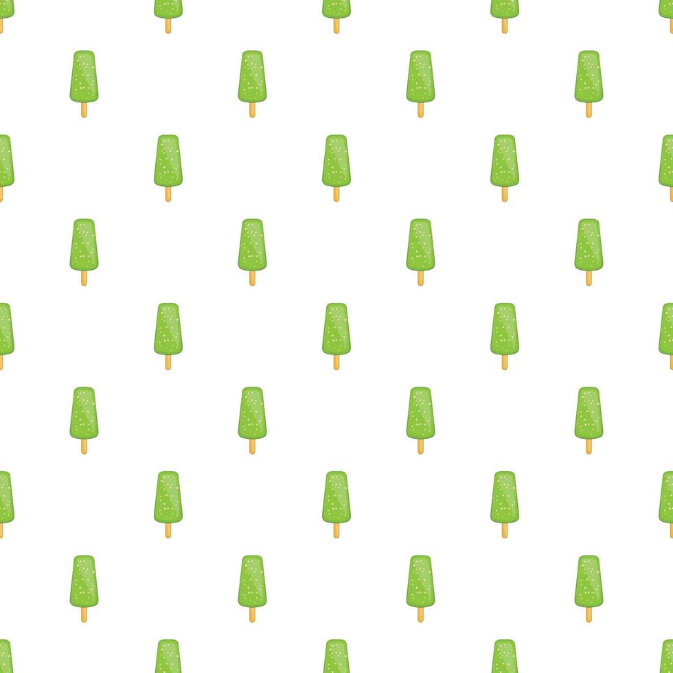 Green fruit ice cream pattern, cartoon style vector