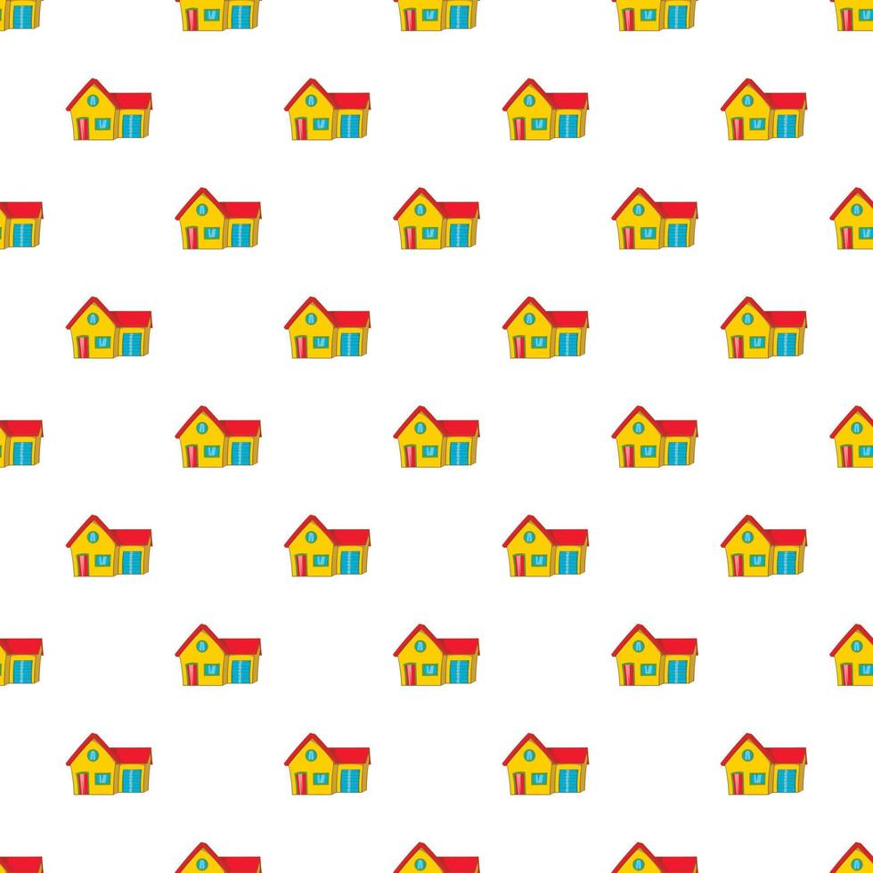 House with garage pattern, cartoon style vector