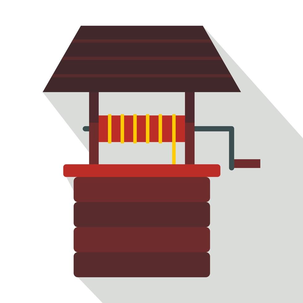 Water well icon, flat style vector
