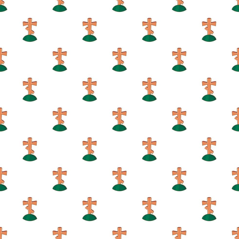 Grave cross pattern, cartoon style vector