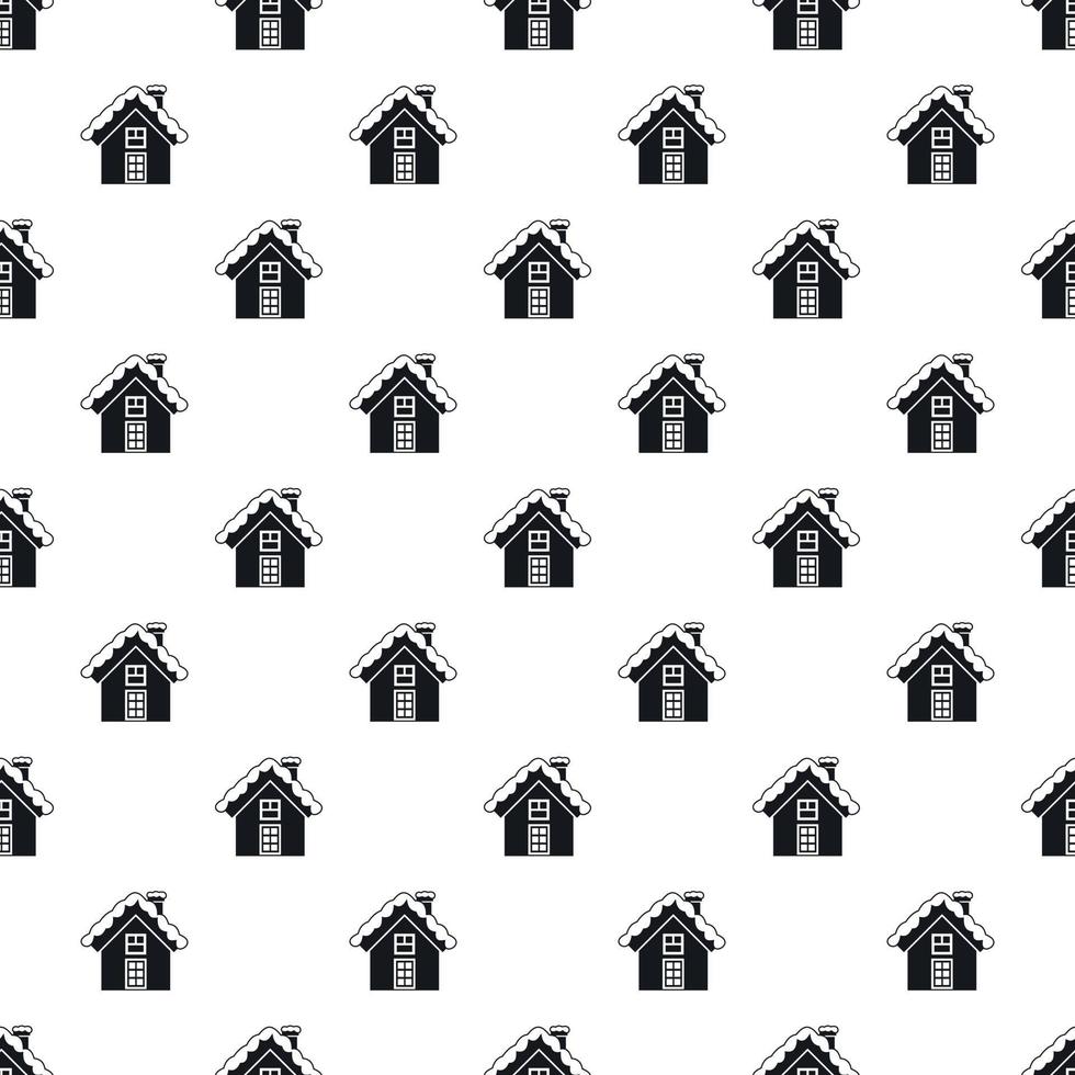 Snowy cottage pattern, simple style vector