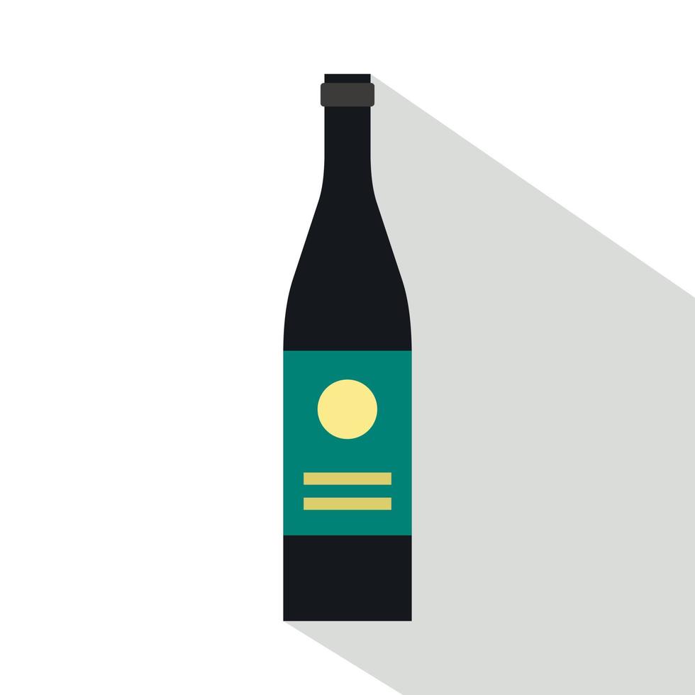 Wine bottle icon, flat style vector