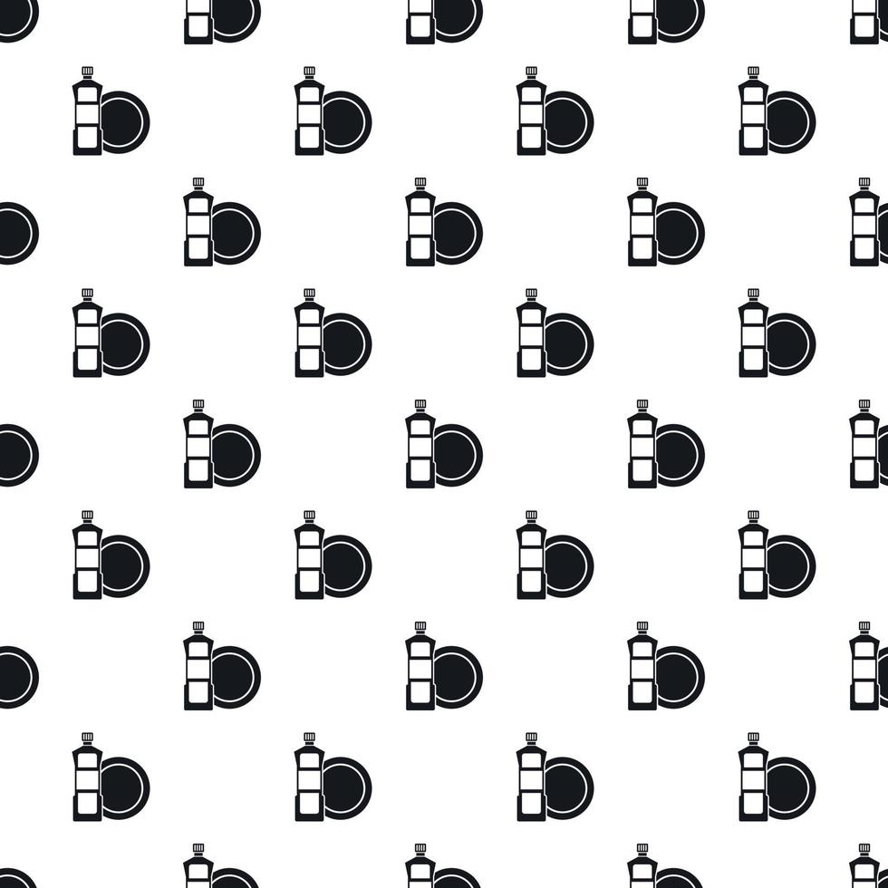 Bottle of dish soap and dish pattern, simple style vector