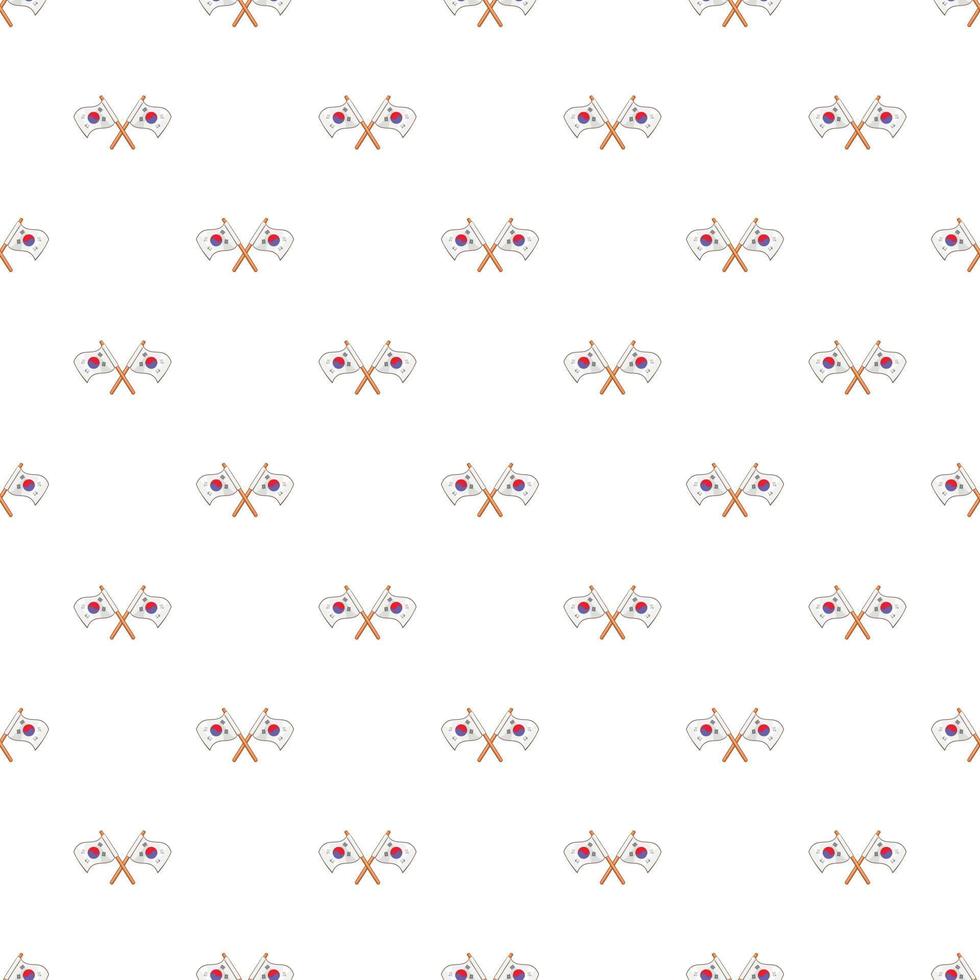 Crossed flags of South Korea pattern cartoon style vector