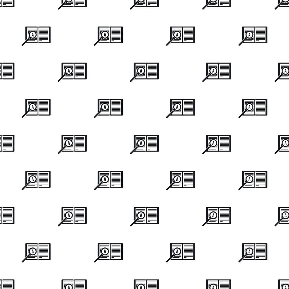 Magnifying glass over open book pattern vector