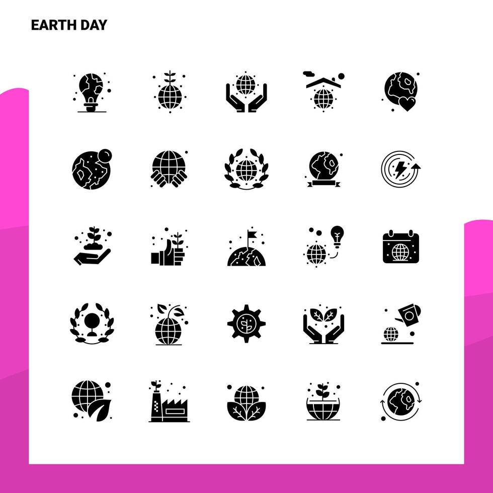 25 conjunto de iconos del día de la tierra plantilla de ilustración de vector de icono de glifo sólido para ideas web y móviles para empresa comercial