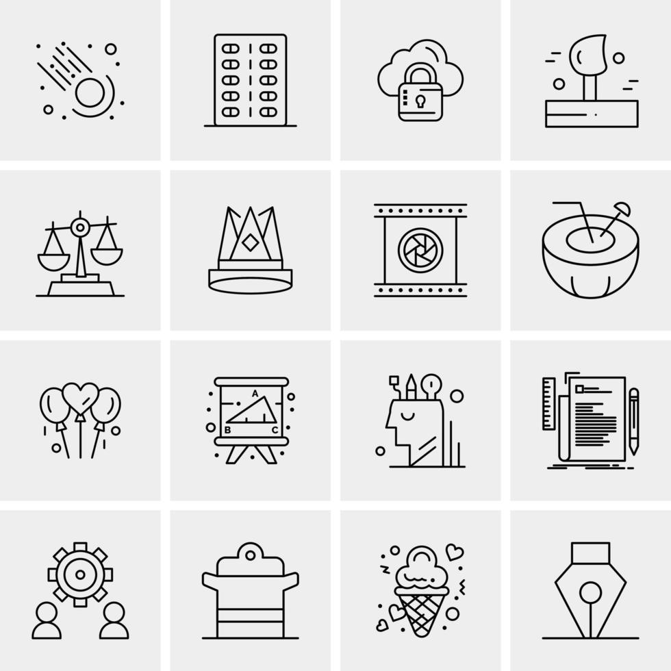 16 iconos de negocios universales vector ilustración de icono creativo para usar en proyectos relacionados con la web y dispositivos móviles