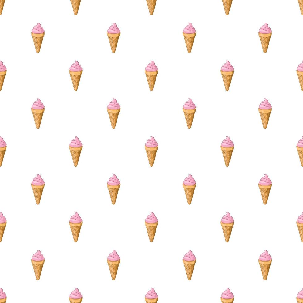 Strawberry ice cream in a waffle cone pattern vector