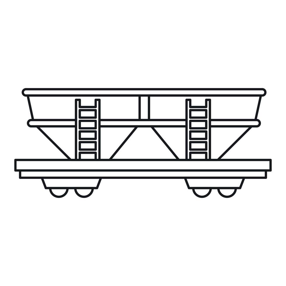 icono de vagón de ferrocarril de carga, estilo de esquema vector