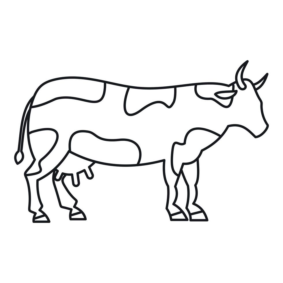 icono de vaca, estilo de esquema vector