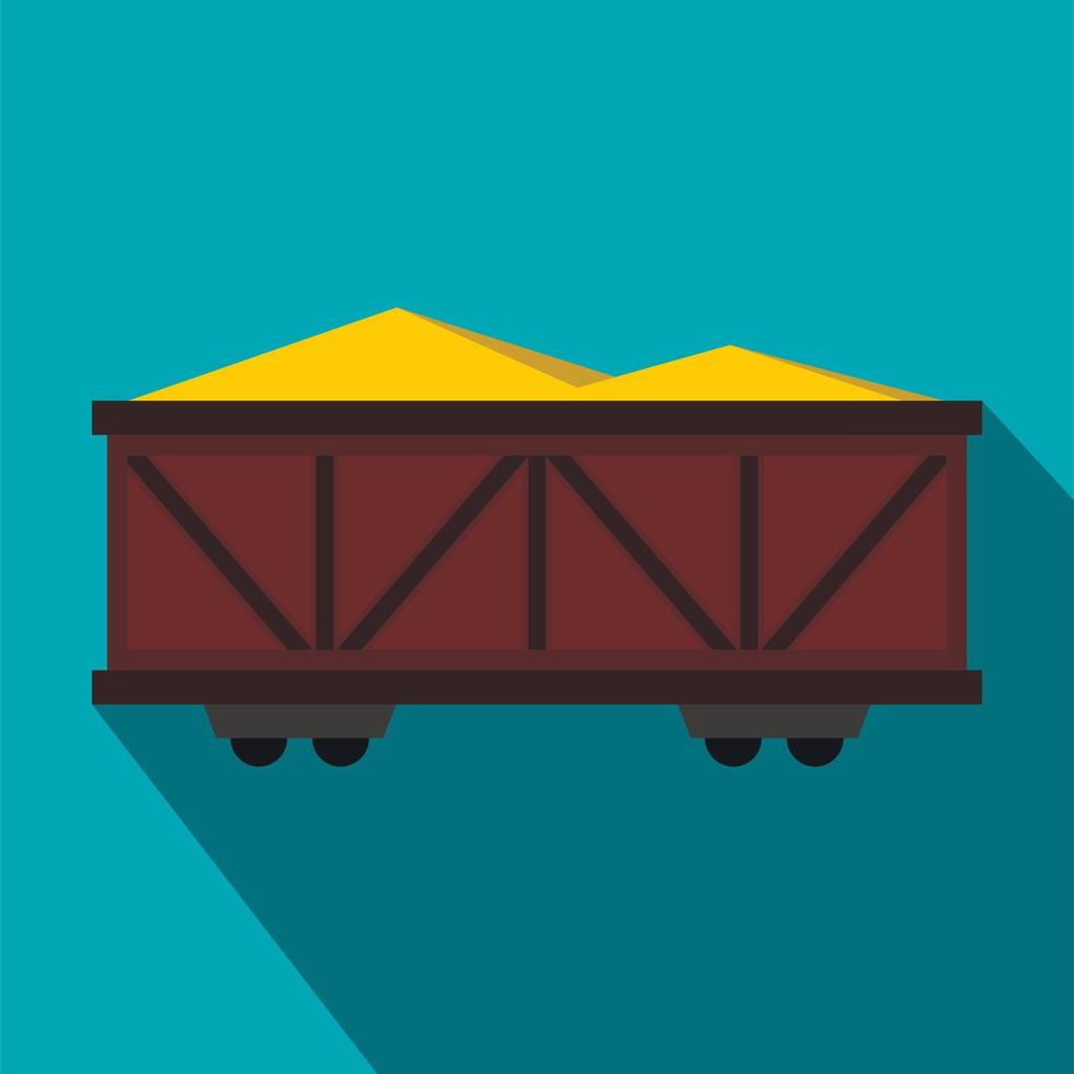 Train cargo wagon icon, flat style vector