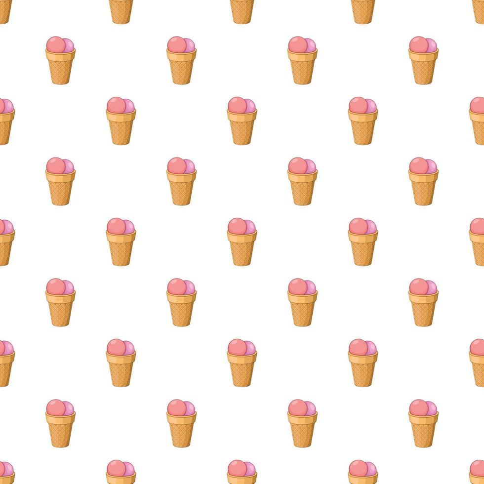 Pink ice cream in waffle cup pattern cartoon style vector