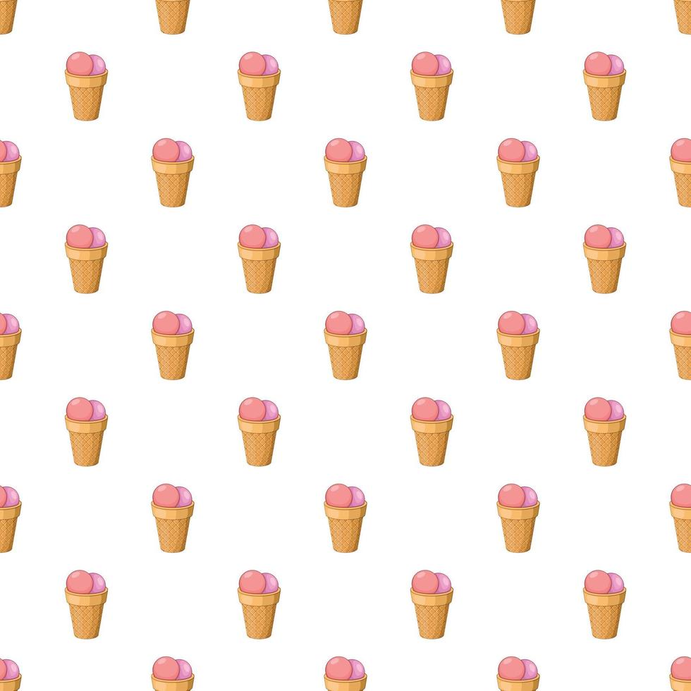 helado rosa en estilo de dibujos animados de patrón de taza de waffle vector