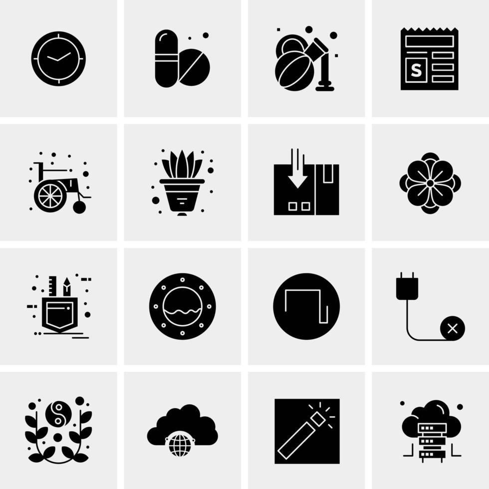 16 iconos de negocios universales vector ilustración de icono creativo para usar en proyectos relacionados con la web y dispositivos móviles