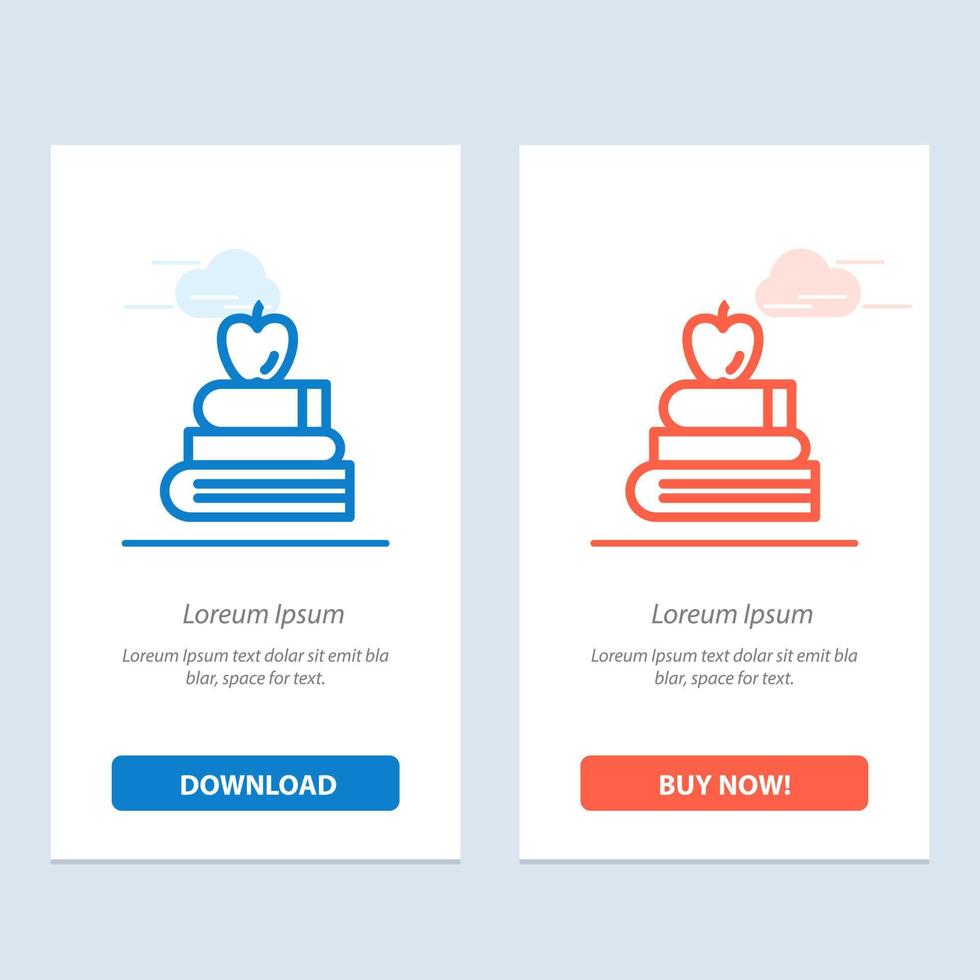 Apple Books Education Science  Blue and Red Download and Buy Now web Widget Card Template vector