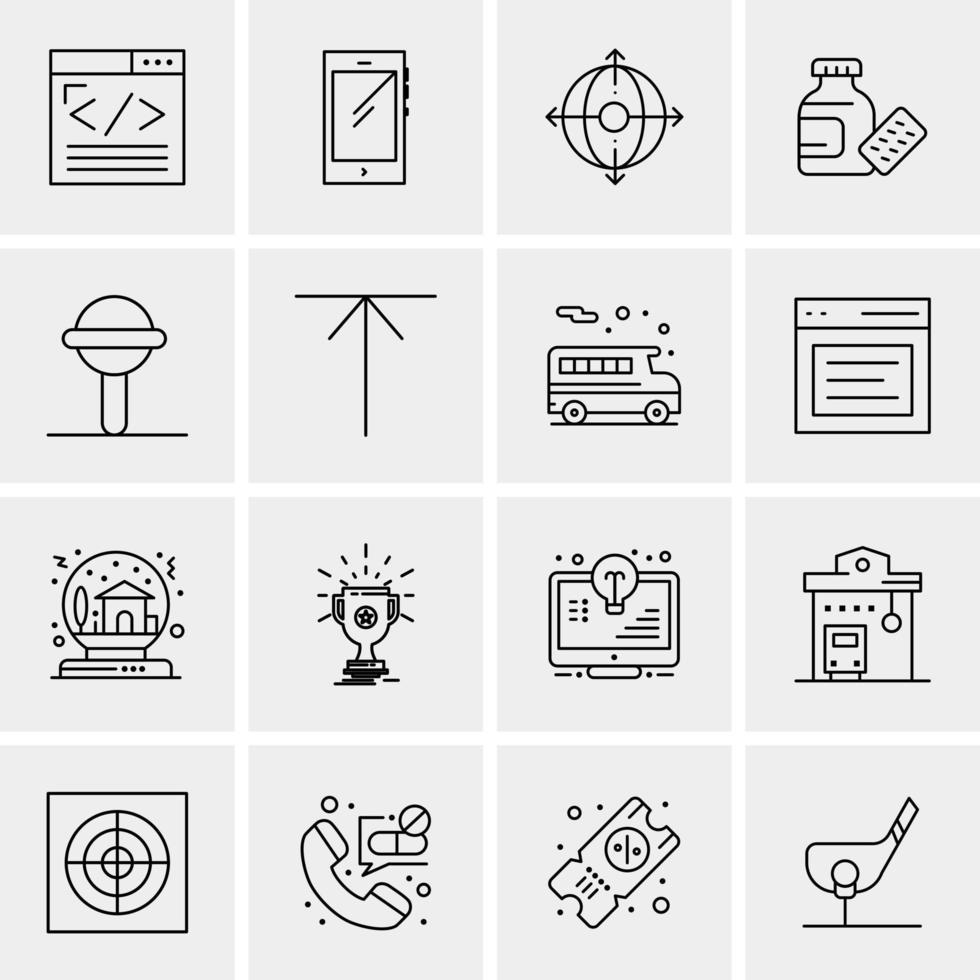 16 iconos de negocios universales vector ilustración de icono creativo para usar en proyectos relacionados con la web y dispositivos móviles