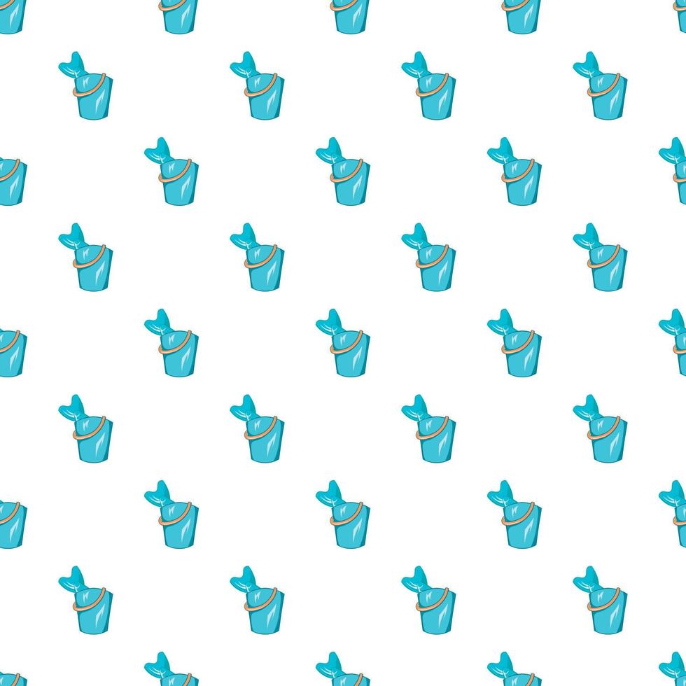 Bucket of fish pattern, cartoon style vector