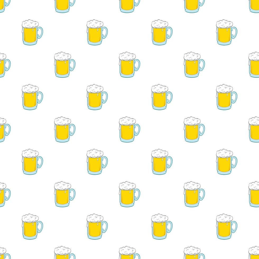 Glass of beer pattern, cartoon style vector