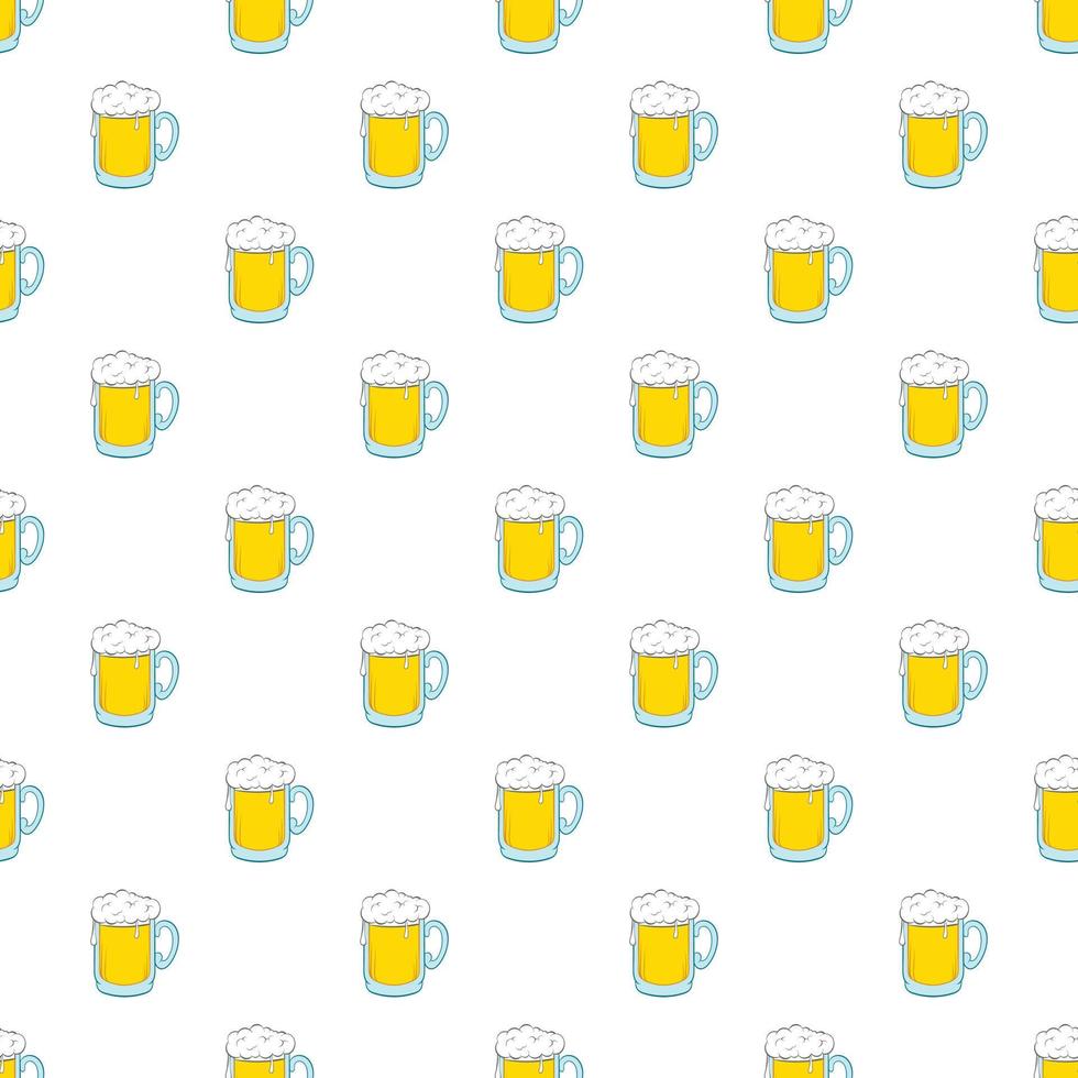 Glass of beer pattern, cartoon style vector