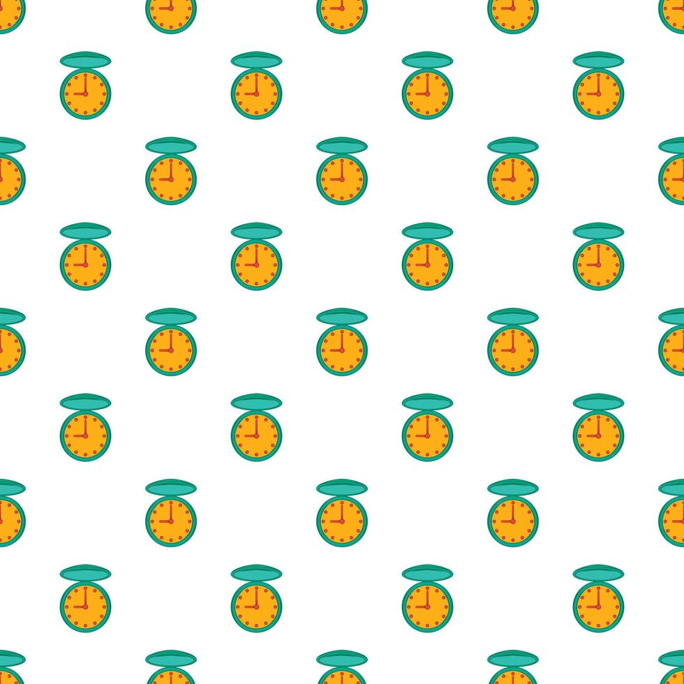 Pocket watch pattern, cartoon style vector