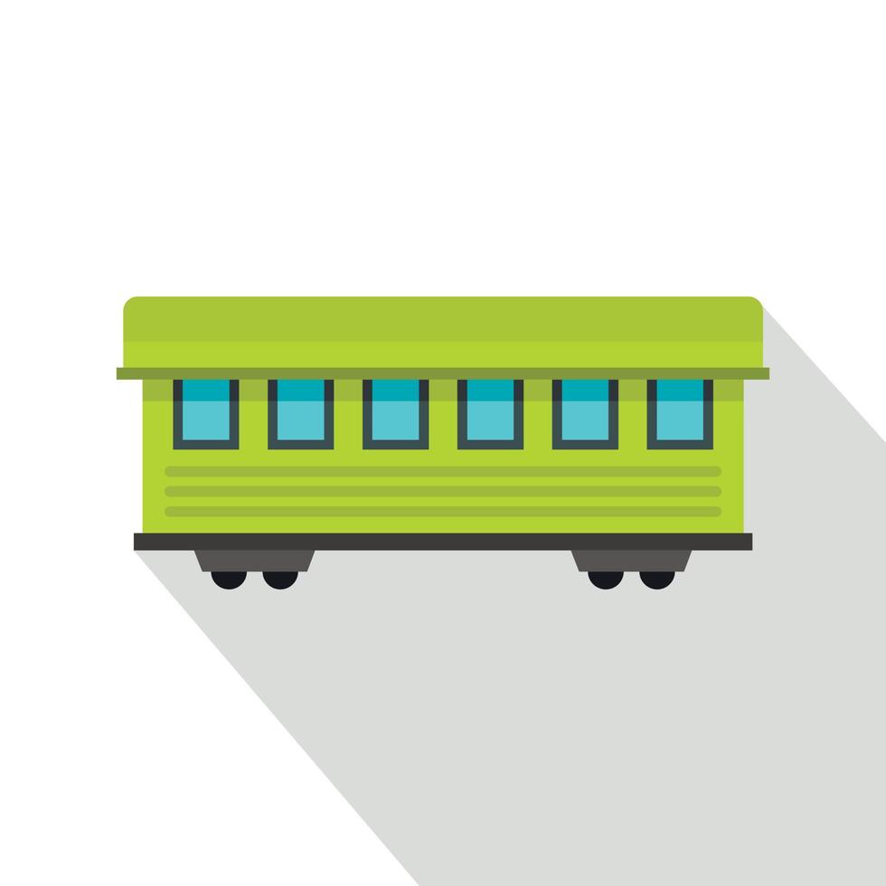 Passenger train car icon, flat style vector