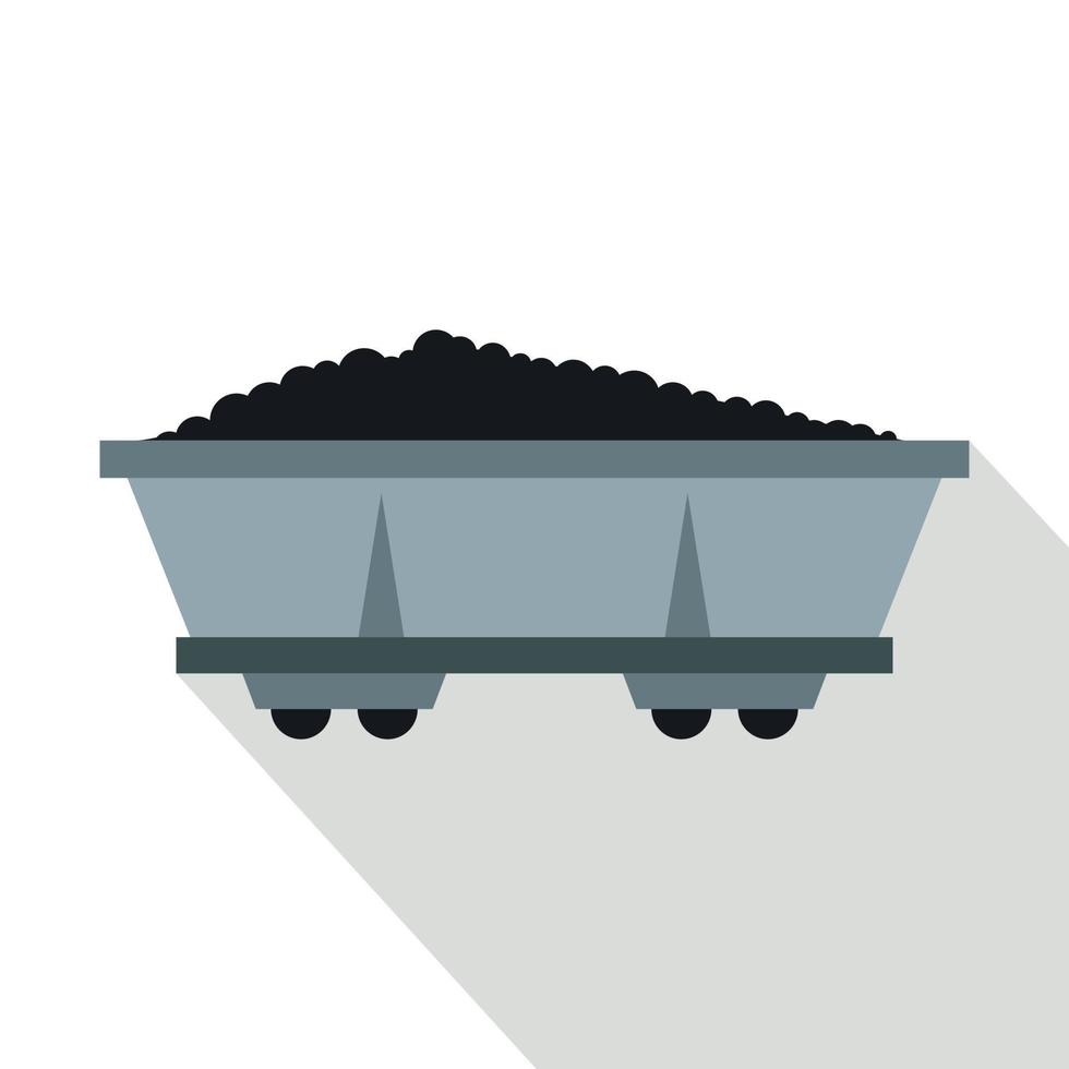 Coal trolley icon, flat style vector