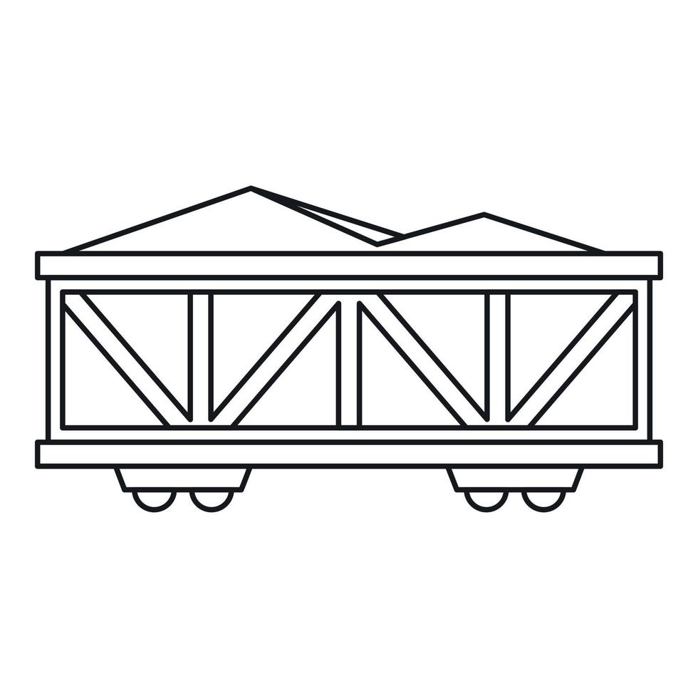 icono de vagón de carga de tren, estilo de esquema vector