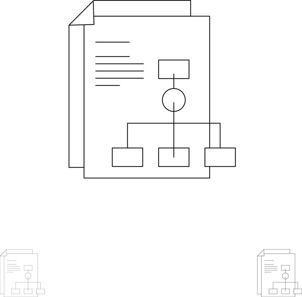 Presentation Graph Invoice Report Bold and thin black line icon set vector