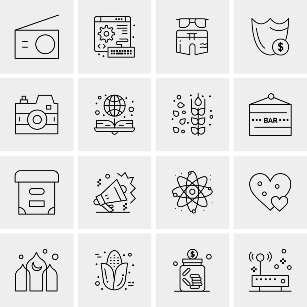 16 iconos de negocios universales vector ilustración de icono creativo para usar en proyectos relacionados con la web y dispositivos móviles