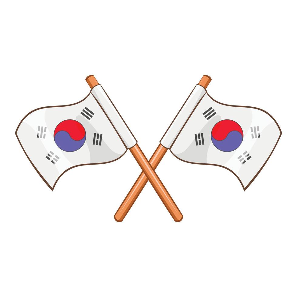South Korea flags icon, cartoon style vector