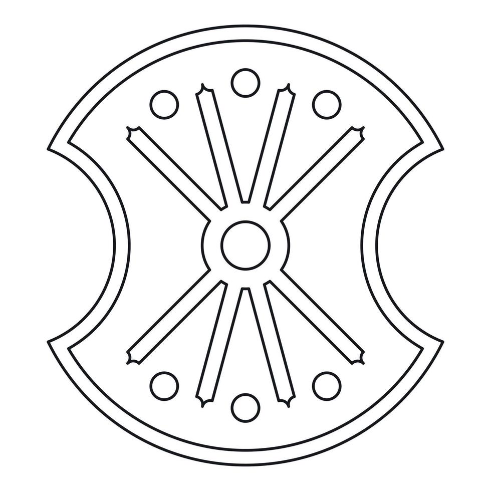 Wooden shield icon, outline style vector