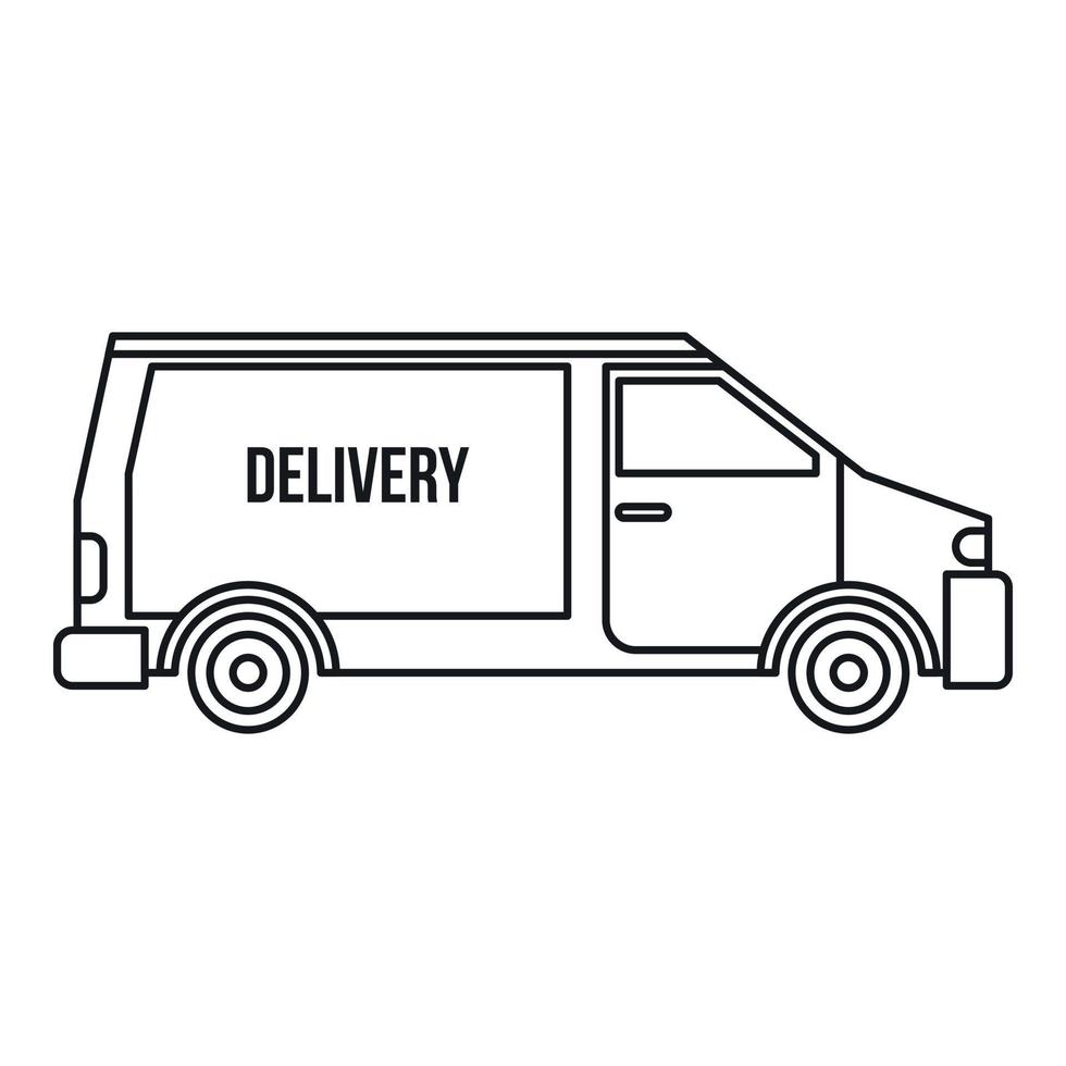 Delivery van icon, outline style vector