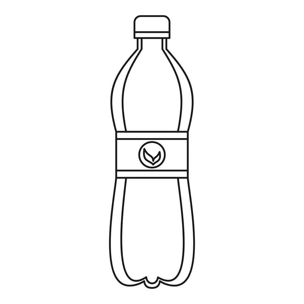 icono de botella de plástico, estilo de contorno vector