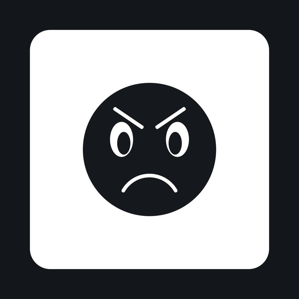 Angry emoticon icon, simple style vector