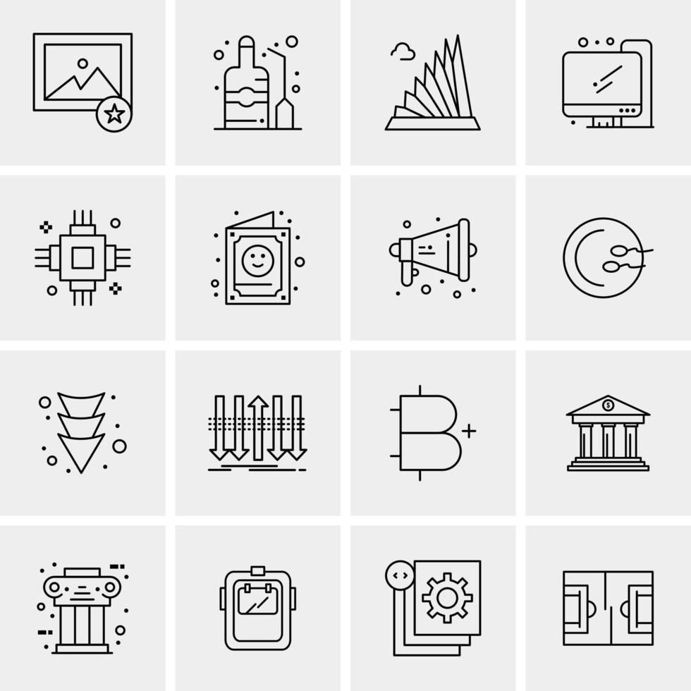 16 iconos de negocios universales vector ilustración de icono creativo para usar en proyectos relacionados con la web y dispositivos móviles