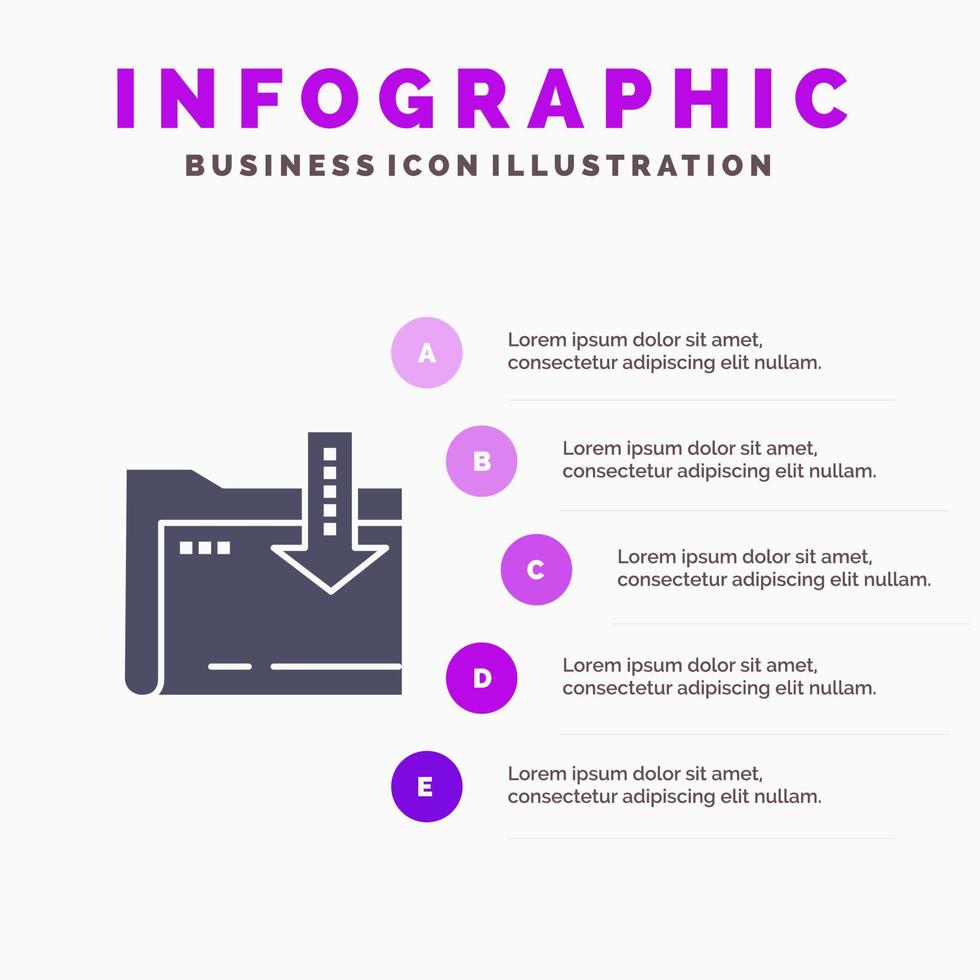 Folder Download Computing Arrow Infographics Presentation Template 5 Steps Presentation vector