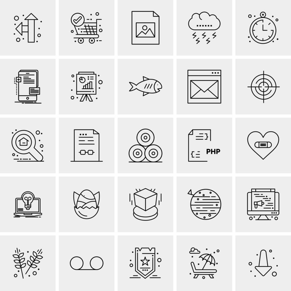 25 iconos de negocios universales vector ilustración de icono creativo para usar en proyectos relacionados con la web y dispositivos móviles