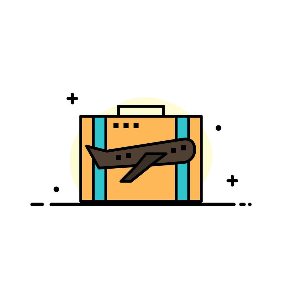 equipaje de viaje caso de negocios cartera de equipaje maleta negocio línea plana icono lleno vector plantilla de banner