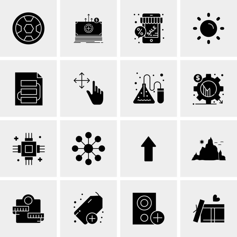 16 iconos de negocios universales vector ilustración de icono creativo para usar en proyectos relacionados con la web y dispositivos móviles