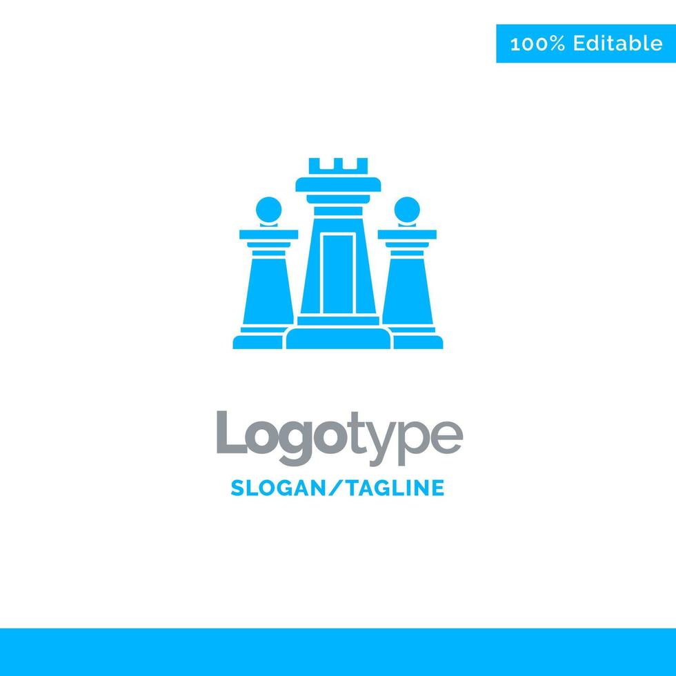 Chess Computer Strategy Tactic Technology Blue Solid Logo Template Place for Tagline vector