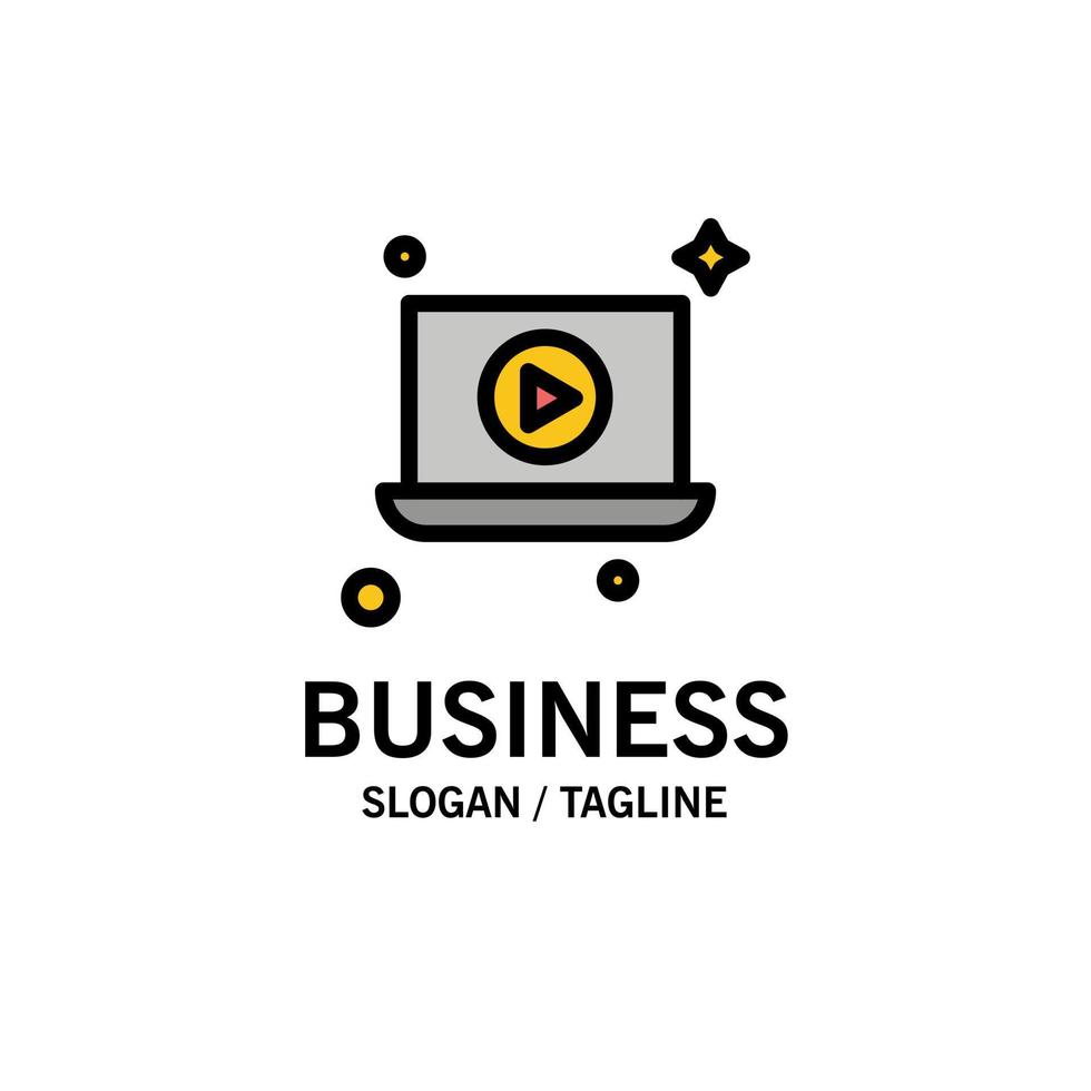 color plano de plantilla de logotipo de empresa de video de reproducción de computadora portátil vector