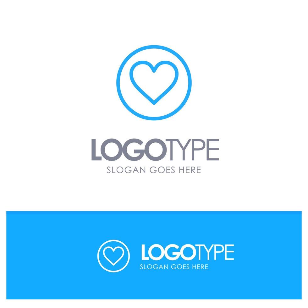 amor corazón favorito grieta contorno azul logotipo lugar para eslogan vector