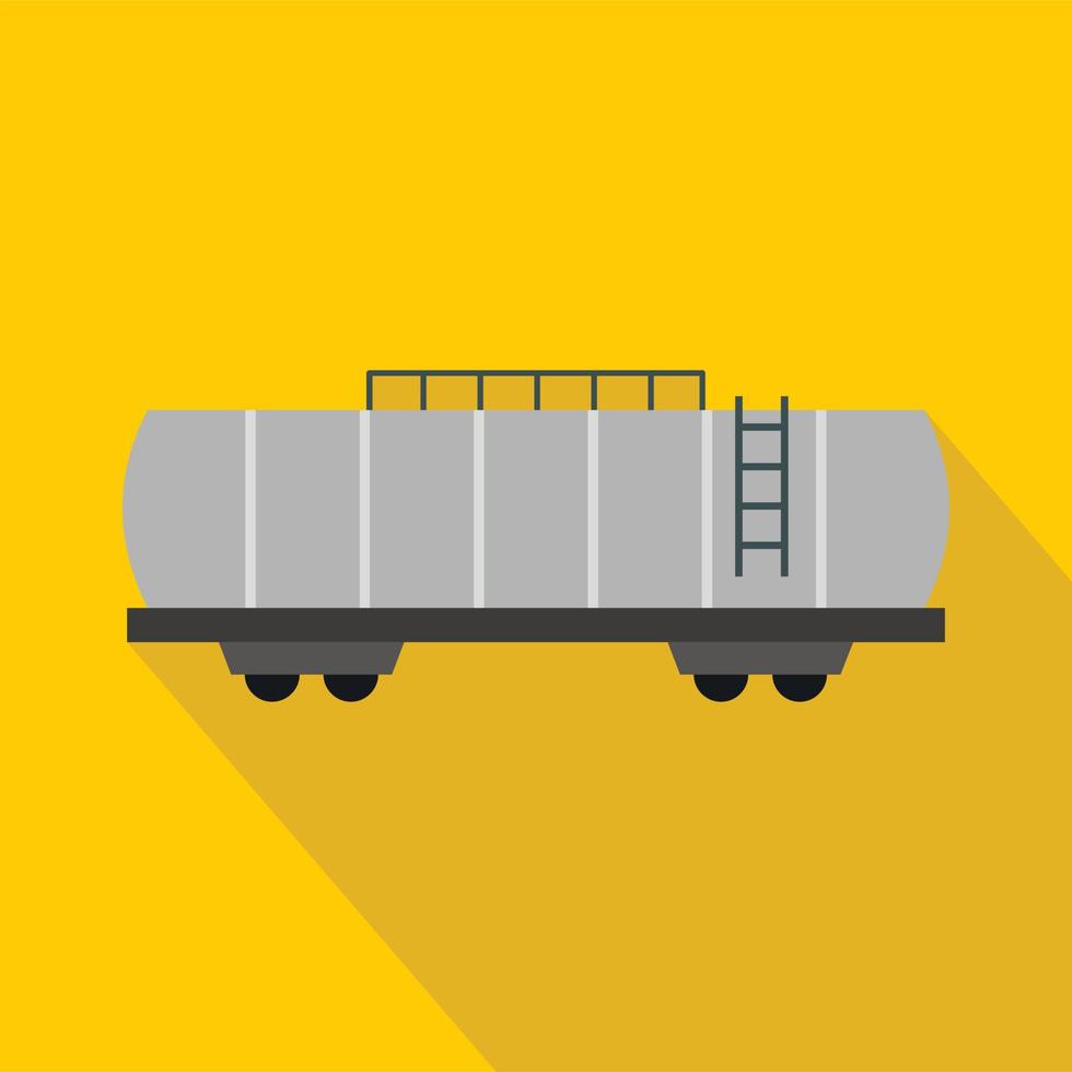 Oil railway tank icon, flat style vector