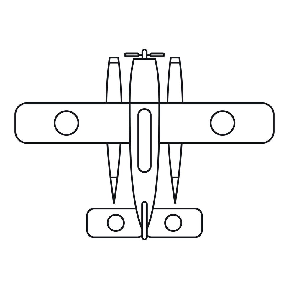 Ski equipped airplane icon, outline style vector