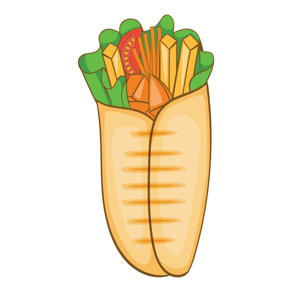 Shawarma icon, cartoon style vector