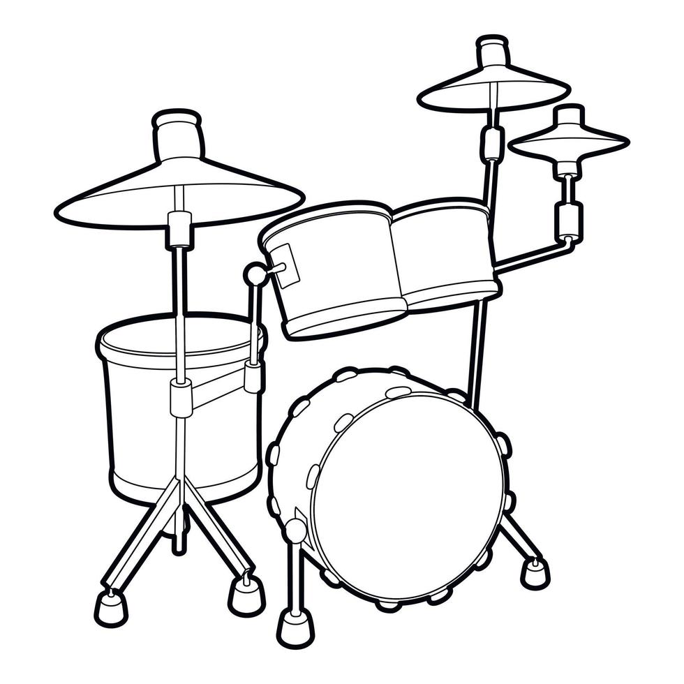 Drum icon, outline isometric style vector